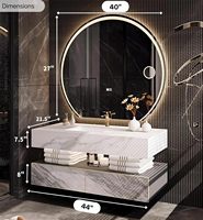 Ensemble de meubles de salle de bain modernes en bois massif OEM 2026 avec miroir de table LED, égouttoir en cuivre, fixation murale pour chambre et salle à manger