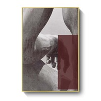 Sculpture originale de nu, style Art Déco, imprimée sur toile avec cadre en alliage d'aluminium noir et rouge, décoration pour la maison, la salle de sport, la cave des hommes, l'espace de bureau