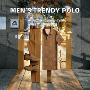 Tissu tricoté en polyester à carreaux respirant pour homme, imprimé numérique 3D, tendance printemps/été, décontracté, en stock, transfrontalier Europe-Amérique - Product Image 2