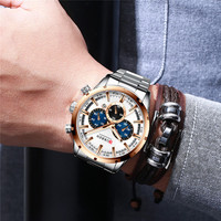 Jam Tangan Fashion Baru Langsung dari Pabrik CURREN 8355, Dial Perak, Kronograf, Tahan Air, Tali Baja Anti Karat