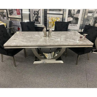 Table à manger rectangulaire moderne en marbre blanc européen pour restaurant et appartement, mobilier de maison facile à nettoyer