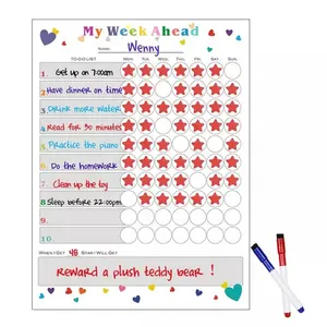 Tabla de tareas de alta calidad para niños, tabla de juego de recompensa magnética borrable en seco y tabla de juego con pegatinas