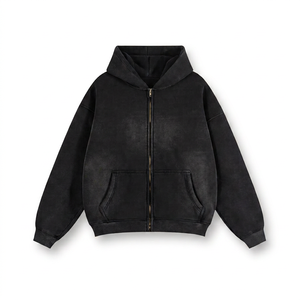 Sudadera con Capucha Unisex Negra, Oversize, con Rayas, de Algodón y Felpa, con Bolsillo Canguro, Estilo Casual Urbano, Transpirable para Invierno - Product Image 1