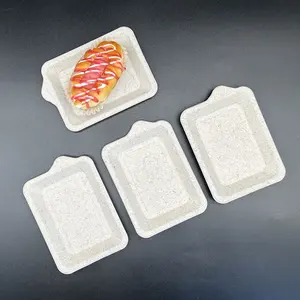 Small Disposable Paper Cake Plates Sugarcane Bagasse Square Dishes For Dessert Party Snack