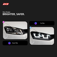 Conjunto de Faros LED LKS para Volkswagen Polo 2011-2018, Estilo Doble U, Lente de Proyector Doble, LED DRL, Señal de Giro Dinámica Secuencial