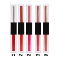 Doppel köpfiger 2ml wasserdichter mehrfarbiger Glitter Liquid Lidschatten auf Mineral basis und Lip gloss Veganer Lidschatten und Lippenstift