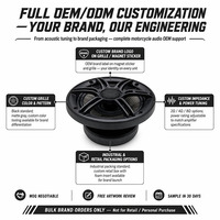 Haut-parleur moto professionnel OEM ODM 6,5 pouces IPX6 2 ohms 34 mm avec tweeter à compression, grille personnalisée, logo de marque, commande en gros, 12V DC 110dB