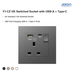 مقبس USB أحادي التبديل بمعيار المملكة المتحدة مقاس 86، متوفر باللون الأسود والأبيض والذهبي والرمادي، يتناسب مع الديكور الداخلي البريطاني الحديث - Product Image 5