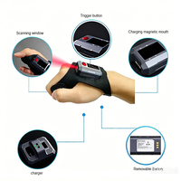 Escáner de Código de Barras Inalámbrico Edoo, Lector de Códigos QR en Forma de Guante para Gestión de Inventario, Logística y Recolección en Almacenes