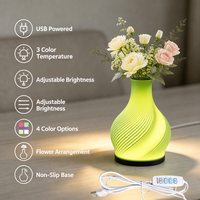 Lampe de table en forme de vase imprimée en 3D pour la décoration du salon et de la chambre, fleurs hydroponiques, lumière USB tricolore