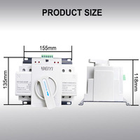Saklar Pengalih Daya Ganda Tanpa Gangguan ATS DC AC 220V 2P Fase Tunggal 32A 63A