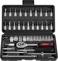 Kit d'outils combinés portable 46 pièces avec tournevis, embouts, clé à cliquet et rallonge, étui de transport - 001
