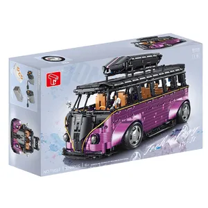 Baru T5022B 3299 Buah RC APP T1 Bus Camper Van Mobil Model Blok Bangunan Bata Hadiah Natal untuk Anak-anak