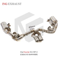 ING T304 OEM Valve Catback dengan X-Pipe Gaya GT3 untuk Porsche 911 997.2 Carrera/S 3.6L/3.8L 2009-2012 |   Kontroler 63mm Dual Tips