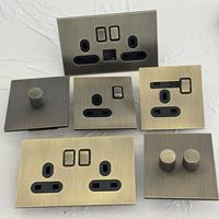 Prise européenne française allemande 16A avec USB-C, double interrupteur universel, 13A, style rétro durable en acier inoxydable, 220-250V