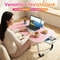 Bureau d'ordinateur mobile moderne pliable AOR avec plateau en MDF, design compact pour salon, bureau à domicile