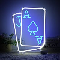 Cartas de juego LED con luz de neón, superventas transfronterizo, luces decorativas blancas y azules, letrero creativo programable DIY