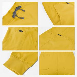 Wholesale MUREN Scrubs Set Polyester/Rayon Woven Hospital Uniform V-Neck <b>Top</b> Flare Pants Drawstring for Dentist Duty Working - Product Image 2
