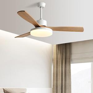 Ventilateur de plafond en bois massif à 3 pales de 56 pouces d'inspiration vintage américaine avec moteur AC, lumière LED et télécommande - pour les salons et les salles à manger - Product Image 2