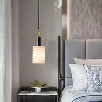 Lampe suspendue en albâtre naturel de designer, luminaire suspendu de luxe espagnol pour chambre à coucher, chevet et entrée