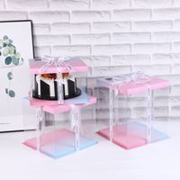 Boîte à gâteau de mariage transparente de luxe, haute, en plastique, personnalisable, vente en gros, boîte de transport pour gâteau d'anniversaire, emballage de gâteaux sur mesure