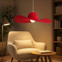 Lustre suspendu LED rouge 3500K blanc chaud en feutre PET, hauteur réglable, installation facile, luminaire de plafond pour maison et bureau, garantie 5 ans