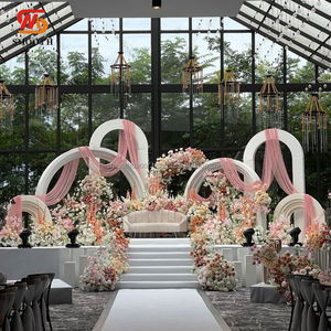 ฉากหลังตกแต่งเวทีโค้งสีชมพูเรียบหรูหราฉากหลังแต่งงานทำจากพีวีซี3D - Product Image 3