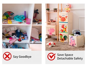 Thiết kế độc đáo có thể gập lại hộp lưu trữ trẻ em Đồ chơi lưu trữ xe tổ chức Stackable tổ chức Thùng với nhà máy mới nhất - Product Image 6