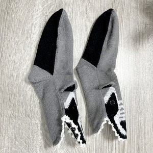 Calcetines <span class=keywords><strong>de</strong></span> punto con diseño <span class=keywords><strong>de</strong></span> <span class=keywords><strong>lobo</strong></span> gris <span class=keywords><strong>de</strong></span> dibujos animados, calcetines <span class=keywords><strong>de</strong></span> media pantorrilla, cálidos y cómodos, para estar en casa, para mujeres y hombres, para invierno, para interiores - Product Image 4