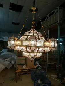 Lights Lighting Arabic Fancy Antique Brass Mosque Project Chandelier Hot Sell Hotel Lighting Large Lamp