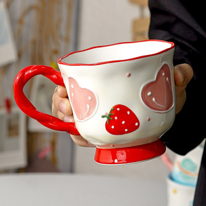 Wholesale Underglaze Painted Relief Ceramic <b>Cups</b> Home and Office Mugs Cute Hand-painted Highball <b>Cups</b> - Product Image 5
