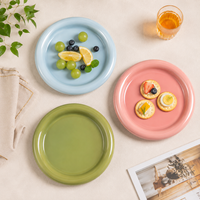 Assiette à dessert ronde en porcelaine style crème, écologique, 8/10 pouces, en céramique épaissie, pour les collations de fête et les repas quotidiens