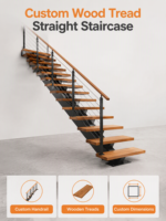 Escalier droit en acier à monopoutre sur mesure avec marches en bois pour appartement ou villa intérieure