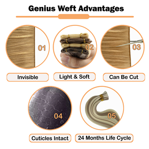 Genius 100% Remy Extensions de cheveux russes vierges <span class=keywords><strong>Martin</strong></span> Cheveux humains à tresser en trame brune à la machine - Product Image 5