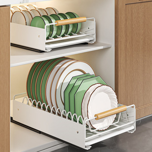 <span class=keywords><strong>Escurridor</strong></span> de Platos Extraíble con Bandeja Deslizante de Acero Inoxidable para Organizar el Gabinete del Fregadero de Cocina Moderna - Product Image 5