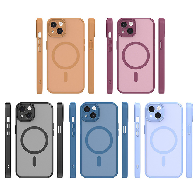 Newest Fashion Colorful Translucent Matte Shockproof with Anti-Fingerprint Magnetic Phone case for iPhone 13 Hard Cover case