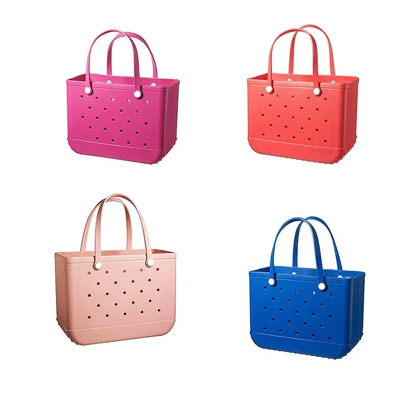 2022 Beach Tote Bag Rubber Handbags Fashion Eva Bag Large Silicone Beach Holes Plastic Beach Bag