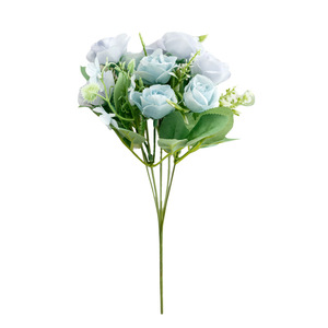 Bouquet de roses artificielles 10 têtes fleurs en soie roses décoration maison mariage art floral - Product Image 4