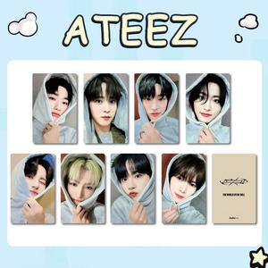 8 buah/set kartu swafoto model KPOP ATEEZ <span class=keywords><strong>the</strong></span> WORLD EP.FIN:WILL Album Hoodie Ver kartu swafoto hongacoin San Mani mode foto kartu hadiah penggemar - Product Image 2