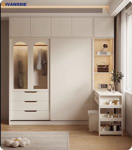 <span class=keywords><strong>Armadio</strong></span> Moderno <span class=keywords><strong>con</strong></span> Ante Scorrevoli in Legno per Camera <span class=keywords><strong>da</strong></span> <span class=keywords><strong>Letto</strong></span> <span class=keywords><strong>con</strong></span> Spazio di Archiviazione e Armadietto - Product Image 2