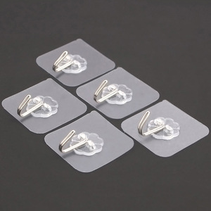 <b>Adhesive</b> <b>Hooks</b> Rectangle Transparent 6x6 Cm Removable Wall Mounted Coat <b>Hooks</b> - Product Image 1