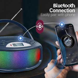 Reproductor de CD portátil personalizado de fábrica con altavoz inalámbrico BT con luz RGB colorida y control remoto para fiestas al aire libre y camping. - Product Image 3