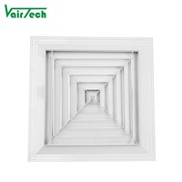 Diffuseur de plafond carré en aluminium, grille d'aération carrée, diffuseur de plafond pour système de CVC, conduit de flux horizontal, industriel, bureau