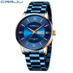 CRRJU 2175 top 10 brands China men quartz watch stylish Stainless steel band water proof Calendar character business wrist watch