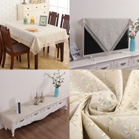 Nappe longue carrée en coton et lin pour les événements de thé et de café, décoration florale exclusive ajourée, dentelle brodée de luxe