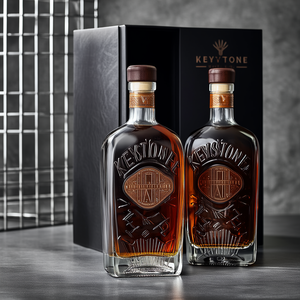 Bouteilles en verre cristal blanc carrées de 750 ml de la marque Keystone, bouchon à couronne, impression sérigraphique, emballage de haute qualité, whisky, liqueur - Product Image 4