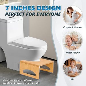 Tabouret de toilette en bambou écologique 7 "tabouret accroupi ergonomique antidérapant aide à la posture Portable salle de bain cadeau de bien-être - Product Image 4