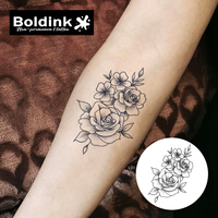 Tatouage au jus de Jagua Boldink personnalisé, réaliste, en forme de rose, résistant à l'eau, longue durée (2 semaines)