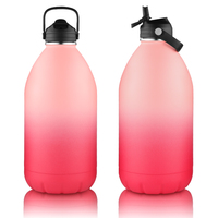 Bouteille d'eau isotherme en acier inoxydable de grande capacité (1 gallon) avec couvercle à paille