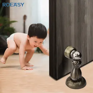 Roeasy safety door stop metal door holder stopper magnetic invisible door stopper self-adhesive clear buffer wall guard